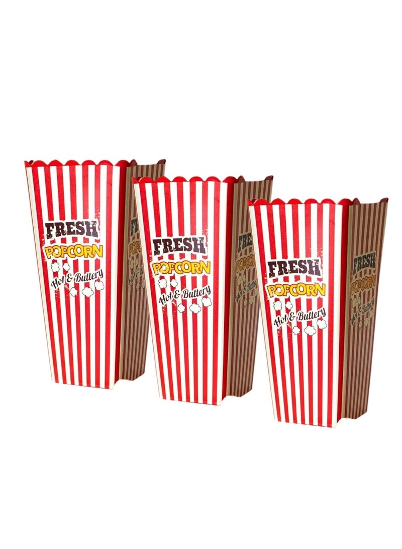 Liying 3Pcs Reusable Plastic Popcorn Bucket 20 * 7.5cm for Family Movie Night, Popcorn Tub, Vintage Bowls for Concession Stand, Carnival Supplies (Red) - Image 1