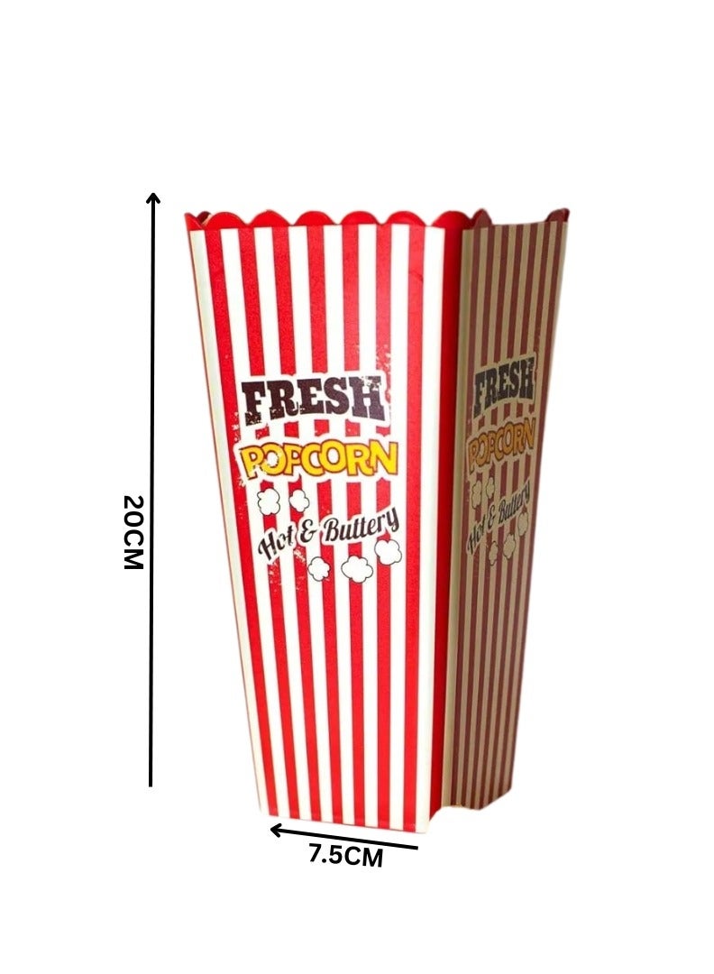 Liying 3Pcs Reusable Plastic Popcorn Bucket 20 * 7.5cm for Family Movie Night, Popcorn Tub, Vintage Bowls for Concession Stand, Carnival Supplies (Red) - Image 3