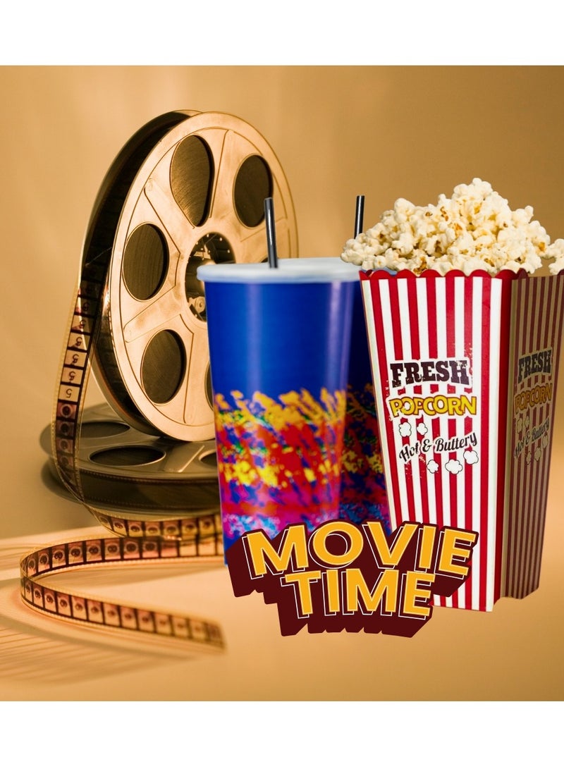 Liying 3Pcs Reusable Plastic Popcorn Bucket 20 * 7.5cm for Family Movie Night, Popcorn Tub, Vintage Bowls for Concession Stand, Carnival Supplies (Red) - Image 5