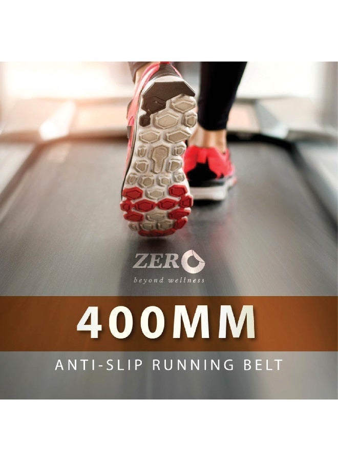 زيرو_بيوند_ويلنيس جهاز المشي القابل للطي Zero Healthcare ZT-R15 للاستخدام المنزلي بمحرك هادئ بقوة 1.5 حصان، 12 برنامجًا تلقائيًا، سرعة 1–14 كم/س، مراقب معدل ضربات القلب، مكبر صوت MP3، جهاز جري مدمج بنظام طي هيدروليكي بسعة 120 كجم - Image 3