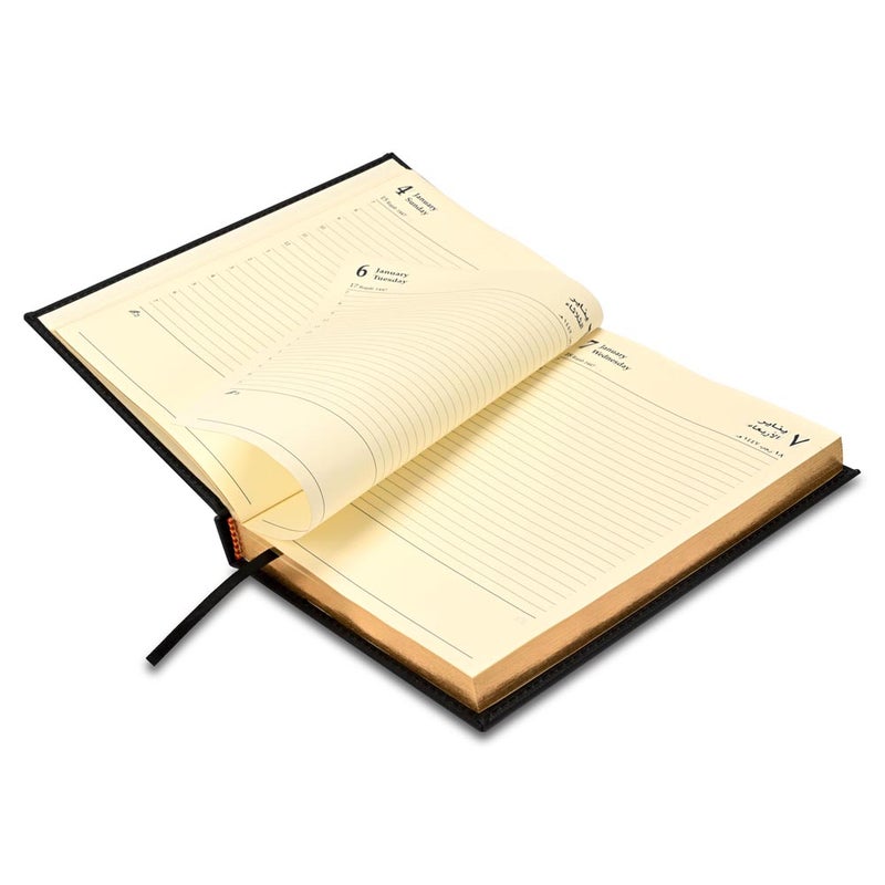 FIS 2026 Golden A5 Diary, 148x210mm, 1 Side Padded Italian PU Cover Materials, Gold Gilded Edges & Sewn Cover, Arabic/English, 70gsm Italian Ivory Pap… - Image 4