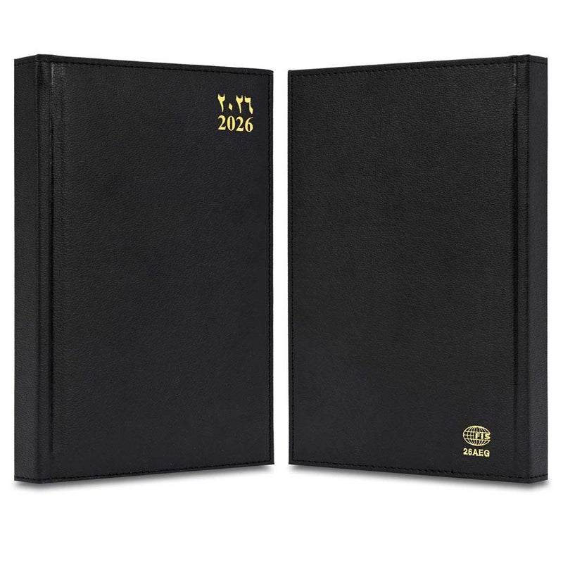 FIS 2026 Golden A5 Diary, 148x210mm, 1 Side Padded Italian PU Cover Materials, Gold Gilded Edges & Sewn Cover, Arabic/English, 70gsm Italian Ivory Pap… - Image 2