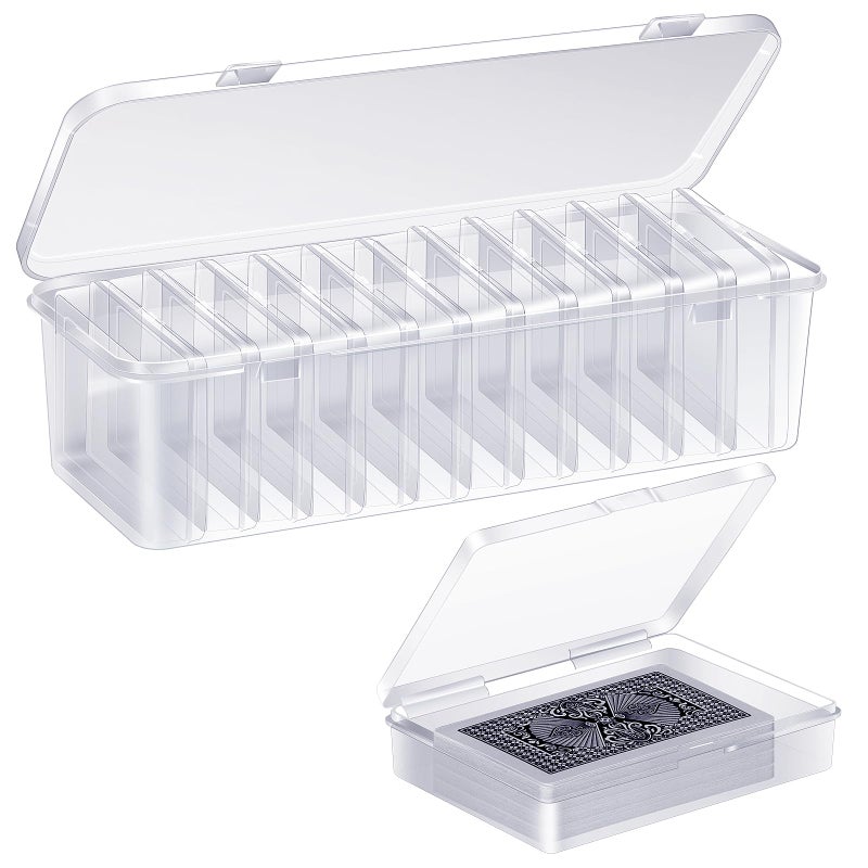 Dcocdeely 12 Pcs Playing Card Box, Clear Trading Card Storage Organizer 3.86 x 2.91 x 0.94 Inch Plastic Card Deck Case Snap Closed Holder Storage Organizer for Gaming Cards, Business Card Storage (12) - Image 1