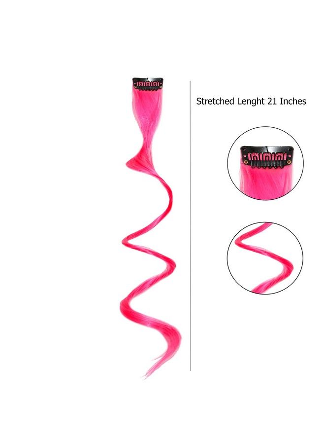 Rapidsflow Colored Hair Streak/Hair Extensions For Women And Girls Real Hair For Highlighting (Set Of 6Pc) (Curly Pink) - Image 4