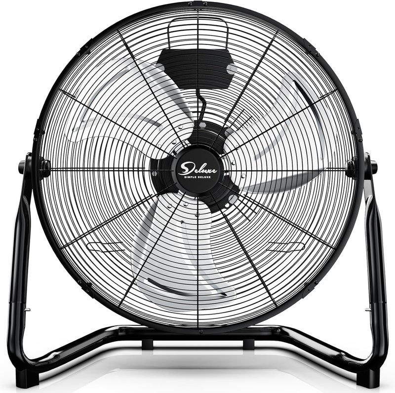 Simple Deluxe 18 Inch 3-Speed High Velocity Heavy Duty Metal Industrial Floor Fans Oscillating Quiet for Home Commercial, Residential, and Greenhouse Use, Outdoor/Indoor, Black - Image 4