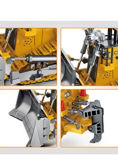 XiuWoo Rc Bulldozer Toys for Boys,Construction Remote Control Bulldozer with Metal bulldozing Shovel Lights/Sounds for Kids Boys, yellow  - Image 2