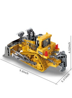 XiuWoo Rc Bulldozer Toys for Boys,Construction Remote Control Bulldozer with Metal bulldozing Shovel Lights/Sounds for Kids Boys, yellow  - Image 3