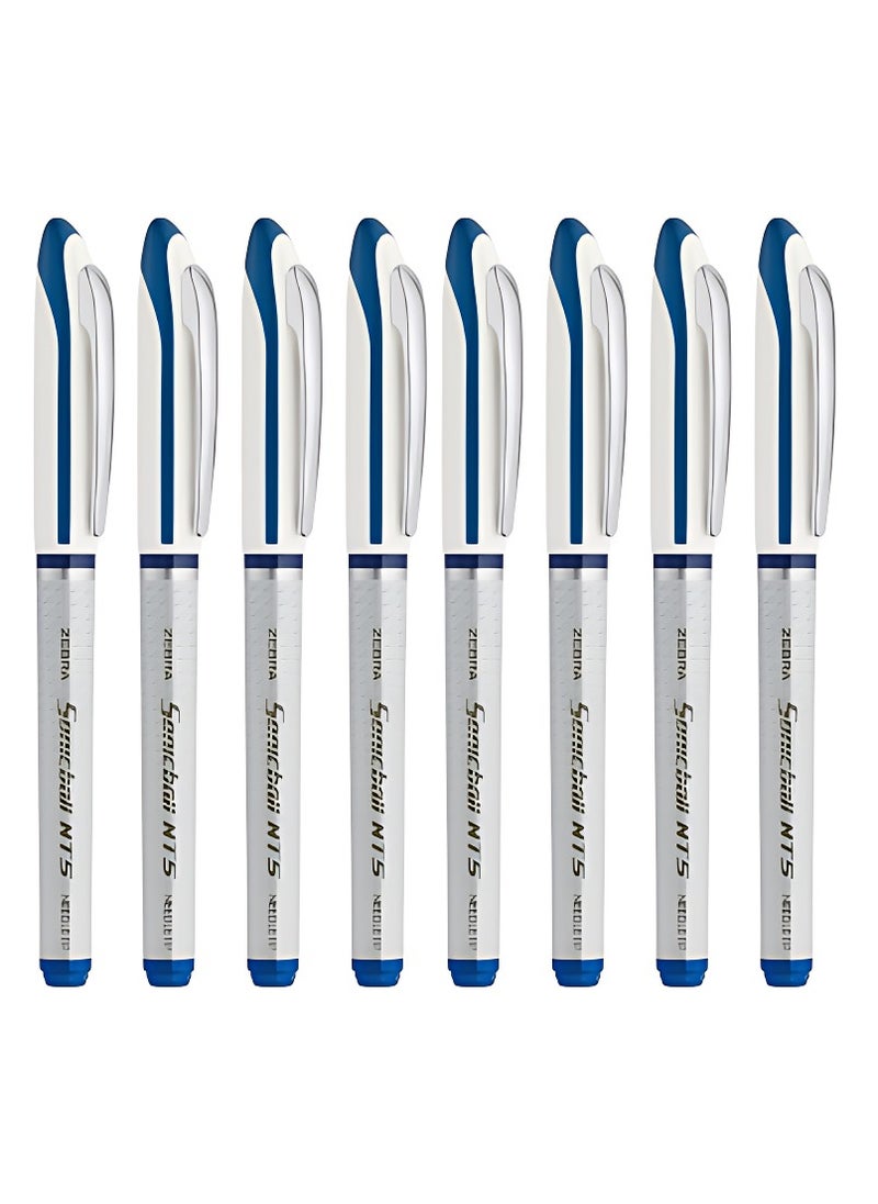 ZEBRA 8 Piece Sonicball NT5 Liquid Ink Pen Blue Smooth Writing Experience  - Image 1