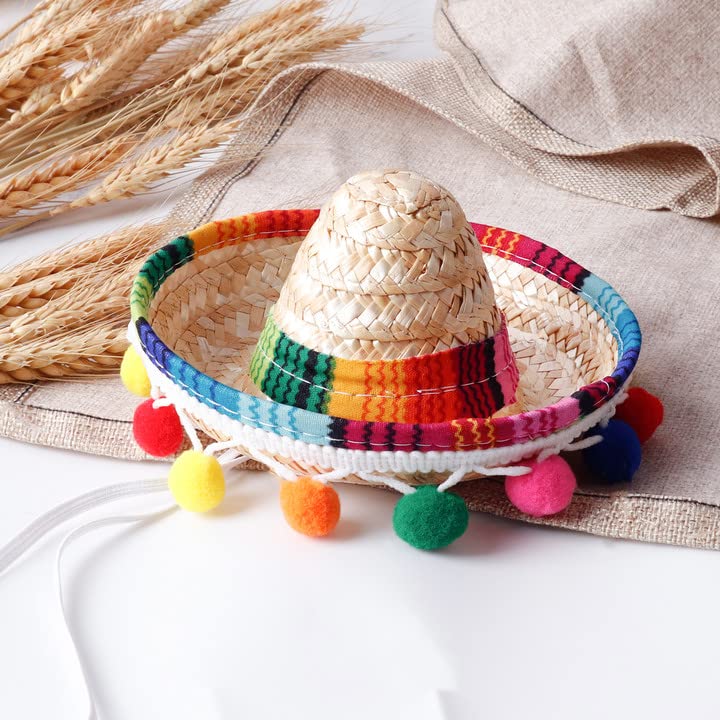 Crazy Night Mini Sombrero Top Hat Headband Tiny Straw Hat Small Sombreros for Dog Cat,Mexican Fiesta Birthday Party Supplies Table Decoration - Image 4