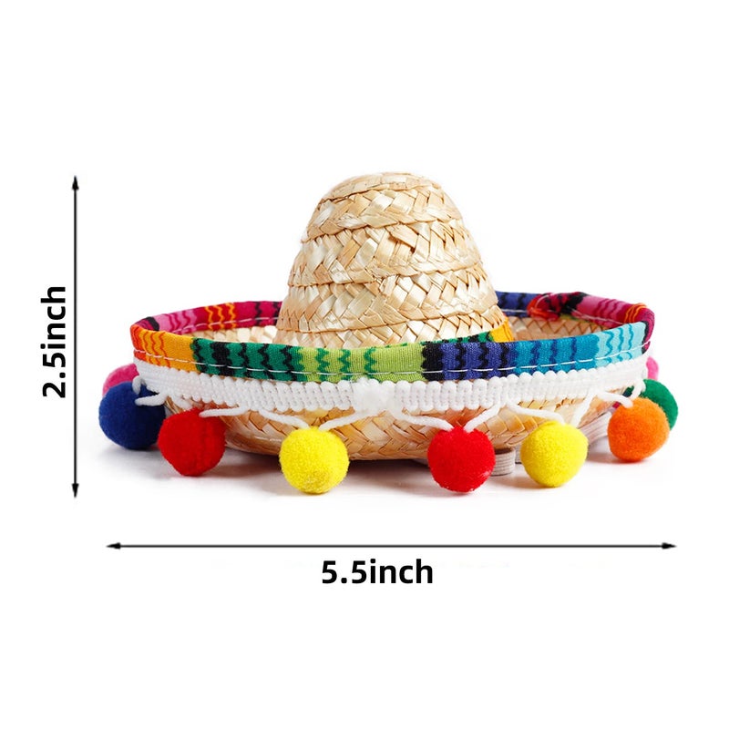 Crazy Night Mini Sombrero Top Hat Headband Tiny Straw Hat Small Sombreros for Dog Cat,Mexican Fiesta Birthday Party Supplies Table Decoration - Image 2