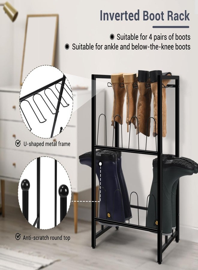 GADFISH Free Standing Shoe Racks, Vertical Boot Rack, Black Metal Boot Storage Organizer Tall Boots Organizer for Closet, Entryway, Shoe Rack for Boots, Sneakers, Fit 8 Pairs - Image 3