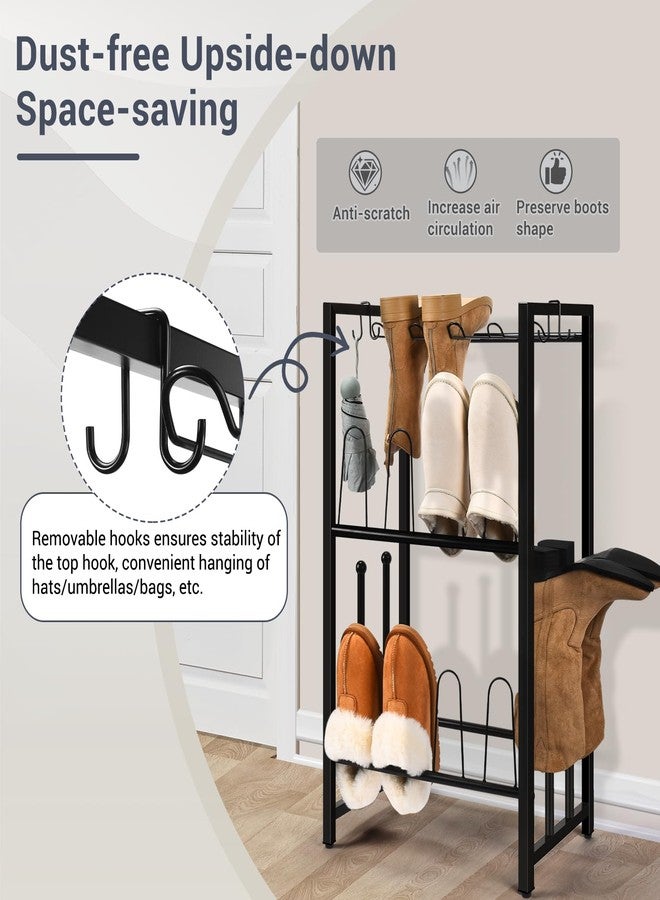 GADFISH Free Standing Shoe Racks, Vertical Boot Rack, Black Metal Boot Storage Organizer Tall Boots Organizer for Closet, Entryway, Shoe Rack for Boots, Sneakers, Fit 8 Pairs - Image 2
