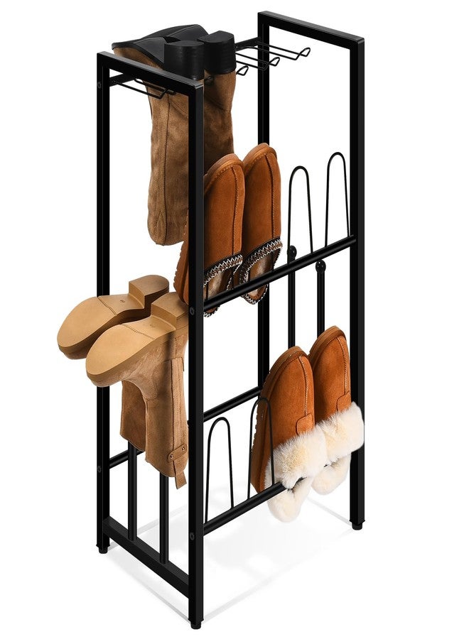 GADFISH Free Standing Shoe Racks, Vertical Boot Rack, Black Metal Boot Storage Organizer Tall Boots Organizer for Closet, Entryway, Shoe Rack for Boots, Sneakers, Fit 8 Pairs - Image 1