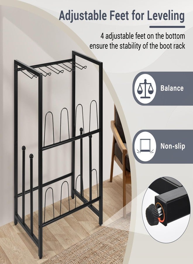 GADFISH Free Standing Shoe Racks, Vertical Boot Rack, Black Metal Boot Storage Organizer Tall Boots Organizer for Closet, Entryway, Shoe Rack for Boots, Sneakers, Fit 8 Pairs - Image 5