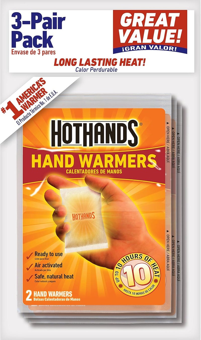 HotHands Hand Warmers Up To 10 Hours of Heat 2 Hand Warmers each Value Pack of 3