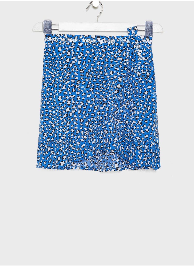 TOMMY HILFIGER - Teen Leopard Print Wrap Skirt - Image 1