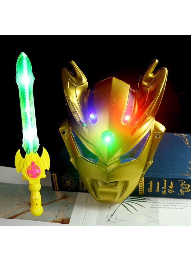 Luminous Ultraman Mask Children And Boys Luminous Sword Degas Sero Mask Luminous Sword Night Market Stall-Color:Glowing Steel Mask - Image 3