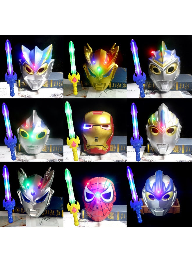 Luminous Ultraman Mask Children And Boys Luminous Sword Degas Sero Mask Luminous Sword Night Market Stall-Color:Glowing Steel Mask - Image 2