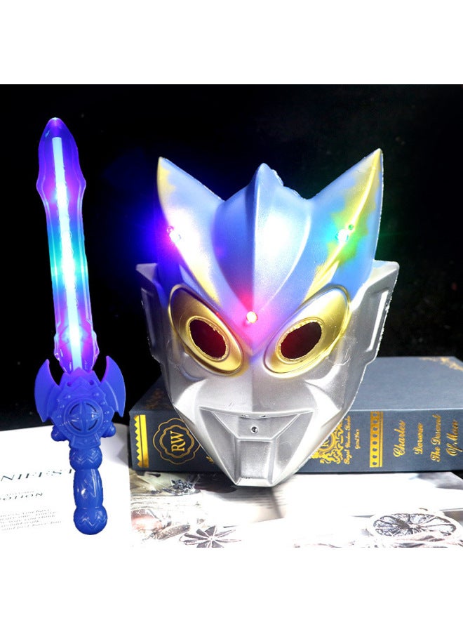 Luminous Ultraman Mask Children And Boys Luminous Sword Degas Sero Mask Luminous Sword Night Market Stall-Color:Glowing Steel Mask - Image 5