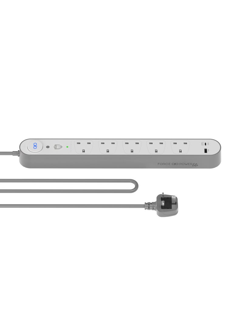 FORCE - Force Power Lite Surge Protector Power Strip, USB-C PD & USB Ports, extension - Image 1