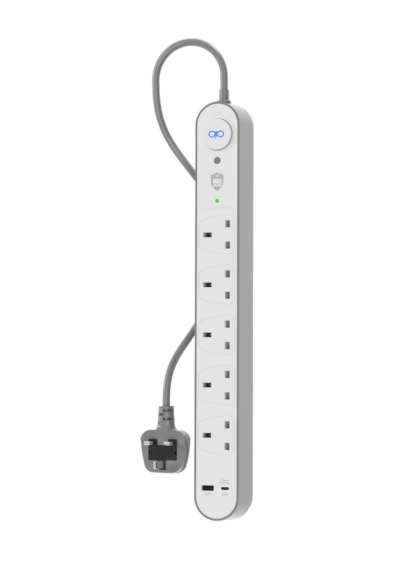 FORCE - Force Power Lite Surge Protector Power Strip, USB-C PD & USB Ports, extension - Image 1