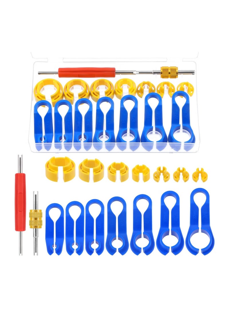 16Pcs Car Fuel Line Disconnect Removal Tool With Valve Core Remover Tool Kit Compatible With Most Ford/GM/Chrysler/Mazda For AC Fuel Line And Transmission Oil Cooler Line - Image 1