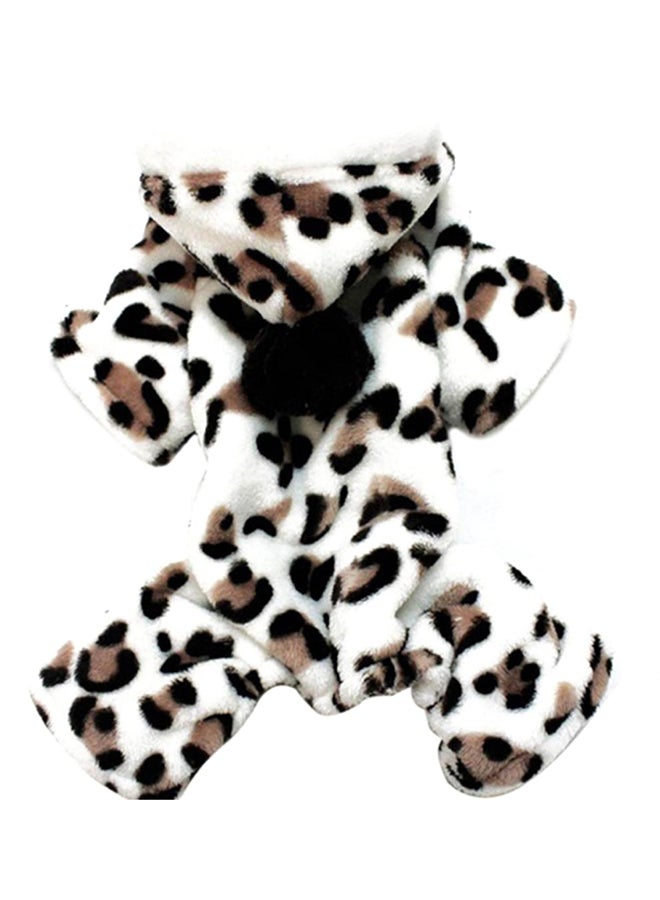 Pet Heart Leopard Snowflake Print Pajama Puppy Hoodie Jumpsuit Dog Cat Clothes White/Brown/Black