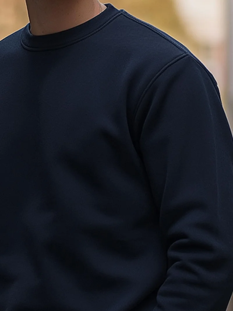 NOBERO  NOBERO Men Navy Cotton Crew Neck Sweatshirt for Men | Best Price UAE