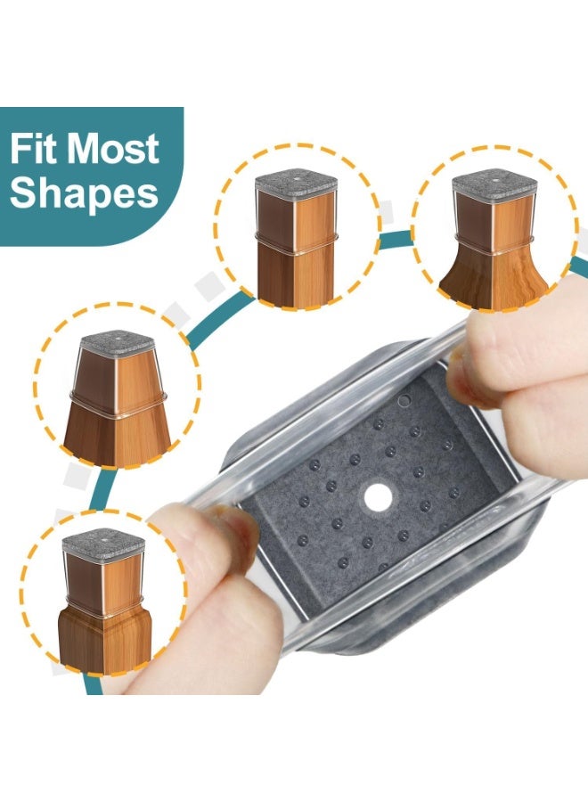 16 Pcs Chair Leg Floor Protectors Square, Silicone Felt Furniture Leg Pads Caps Covers for Hardwood Floors (Fit:1-1/16" to 1-5/8") - Image 3