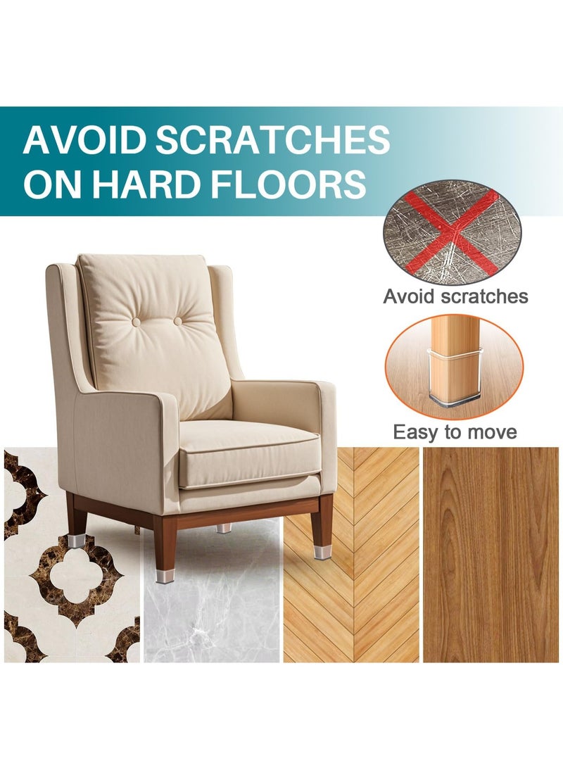 16 Pcs Chair Leg Floor Protectors Square, Silicone Felt Furniture Leg Pads Caps Covers for Hardwood Floors (Fit:1-1/16" to 1-5/8") - Image 2