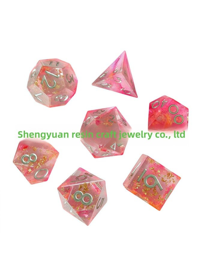 Epoxy DND Table Dungeons And Dragons COC Run TRPG Kulukards Dice Dice Gango Suit-Color:Pink + Copper Foil Silver Lettering - Image 1