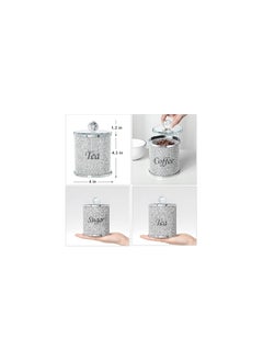 LONGWIN Longwin Glass Kitchen Canister Sets for Kitchen Countertop with Crushed Crystal Diamonds, Coffee Sugar Tea Container Jars with Decorative Lid for Food Storage, Silver, Set of 3  - Image 4
