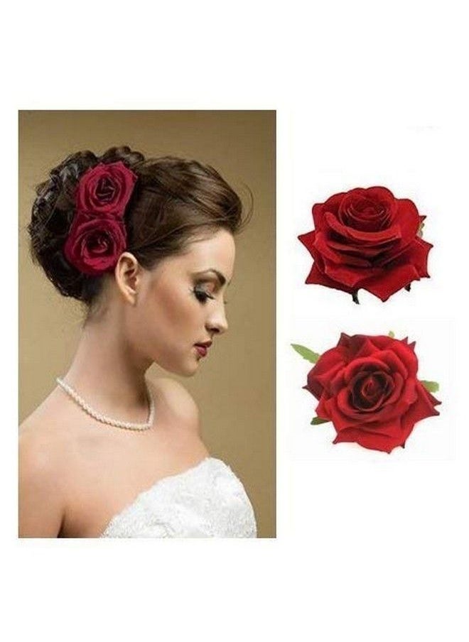 Fitness Fit - Artificial Rose Flowers Hair Clips/Pins For Women - Image 1