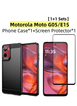 [1+1 Sets] For Motorola Moto G05/E15 Case & Screen Protector Soft TPU Brushed Texture Anti-Slip Cover with Scratch Resistant Tempered Glass - pzsku/Z80264581AF6DBCA40CE8Z/45/_/1739414710/3aad9f60-272e-4c73-a0d2-2e631f06be26