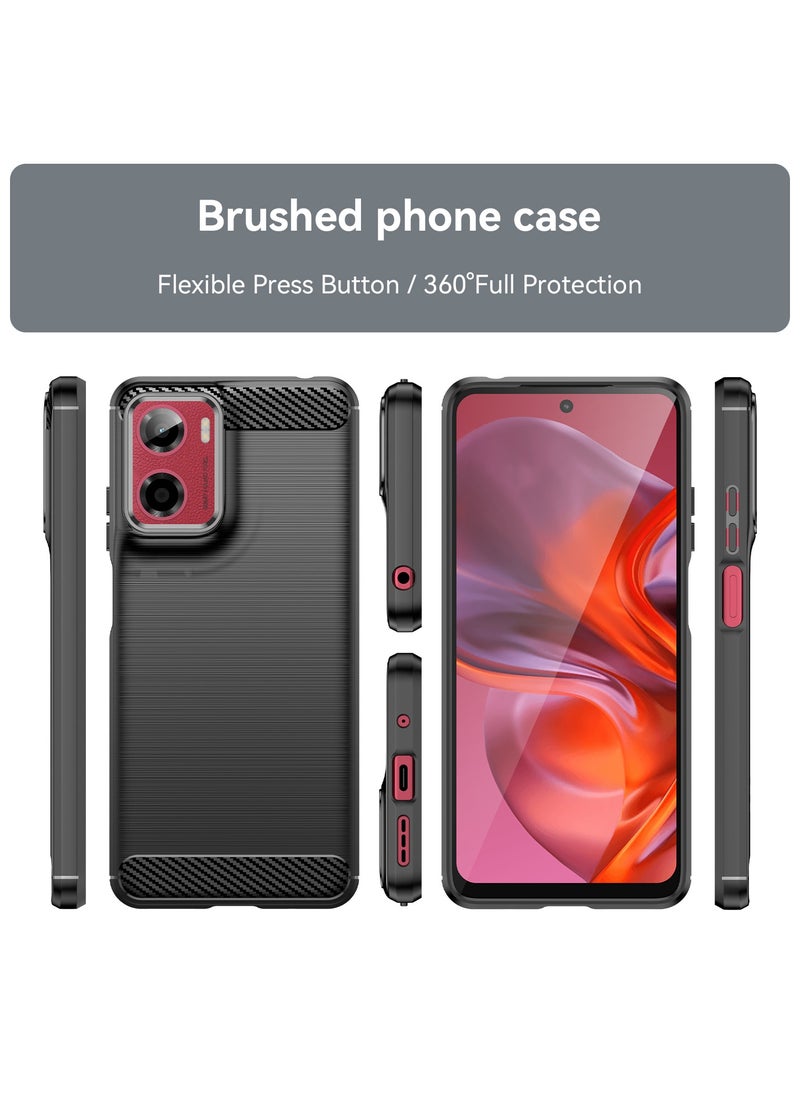 [1+1 Sets] For Motorola Moto G05/E15 Case & Screen Protector Soft TPU Brushed Texture Anti-Slip Cover with Scratch Resistant Tempered Glass
