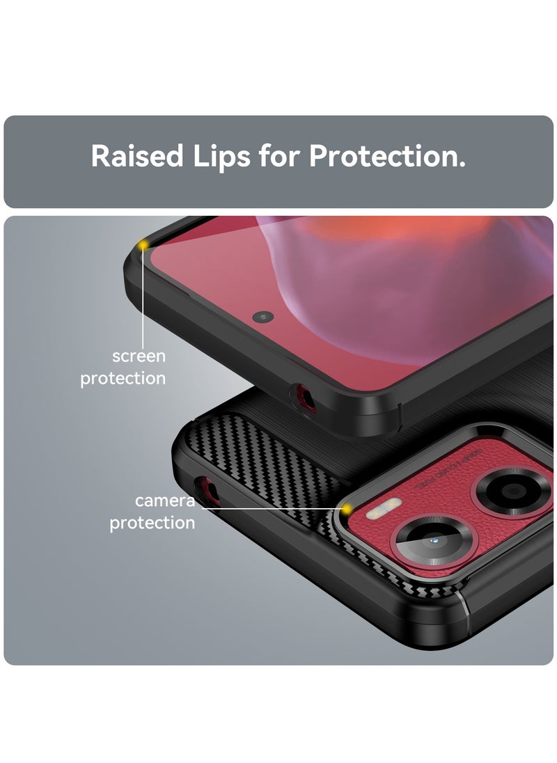 [1+1 Sets] For Motorola Moto G05/E15 Case & Screen Protector Soft TPU Brushed Texture Anti-Slip Cover with Scratch Resistant Tempered Glass
