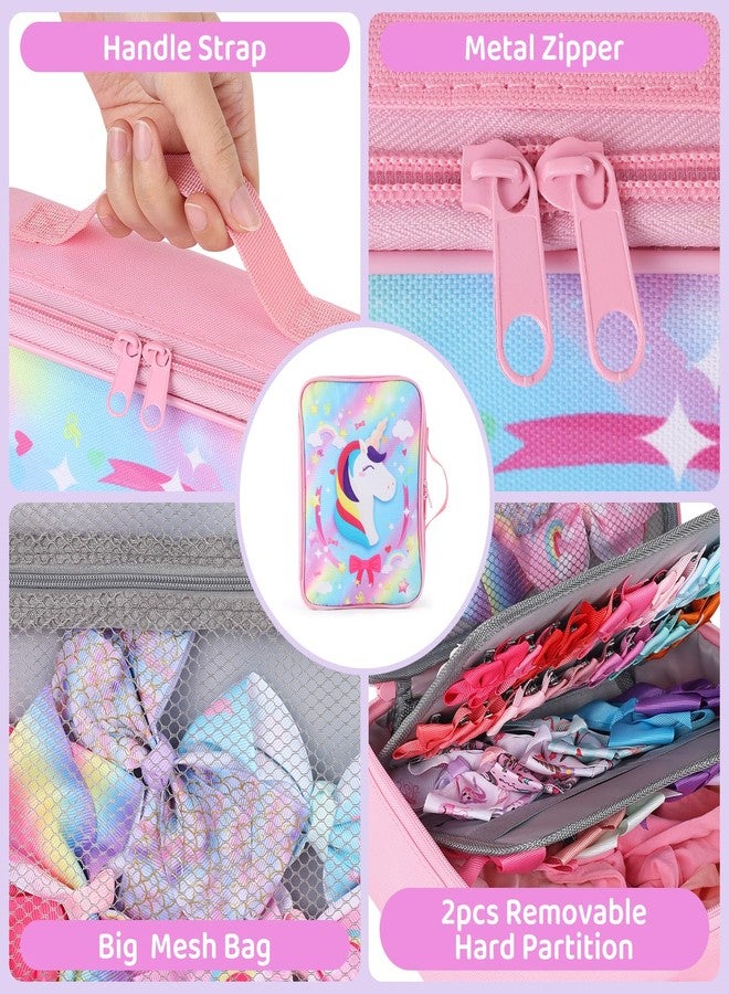 Fruobeyla Bow Organizer for Girls, Bows Holder for Girls Hair, Pink Unicorn Bow Case Organizer for Toddler Baby Girl Hair Accessories for Claw Clip (Unicorn) - Image 3