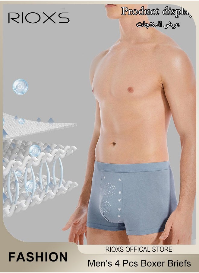 RIOXS - Men's 4 Pack Cotton Boxer Brief Sets Breathable Underwear Soft Stretch Boxer Shorts - Image 1