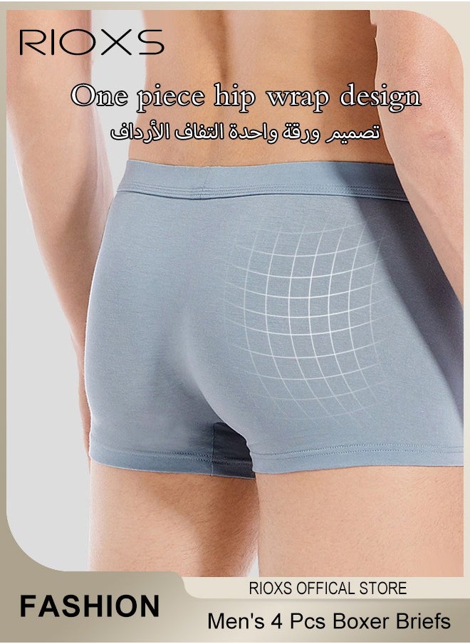 RIOXS - Men's 4 Pack Cotton Boxer Brief Sets Breathable Underwear Soft Stretch Boxer Shorts - Image 1