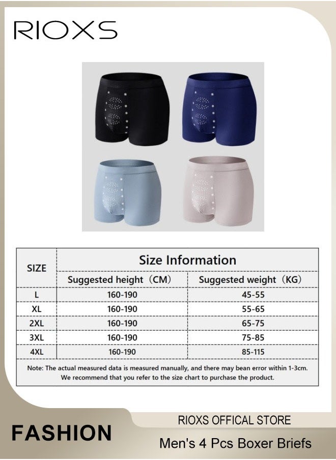 RIOXS - Men's 4 Pack Cotton Boxer Brief Sets Breathable Underwear Soft Stretch Boxer Shorts - Image 1