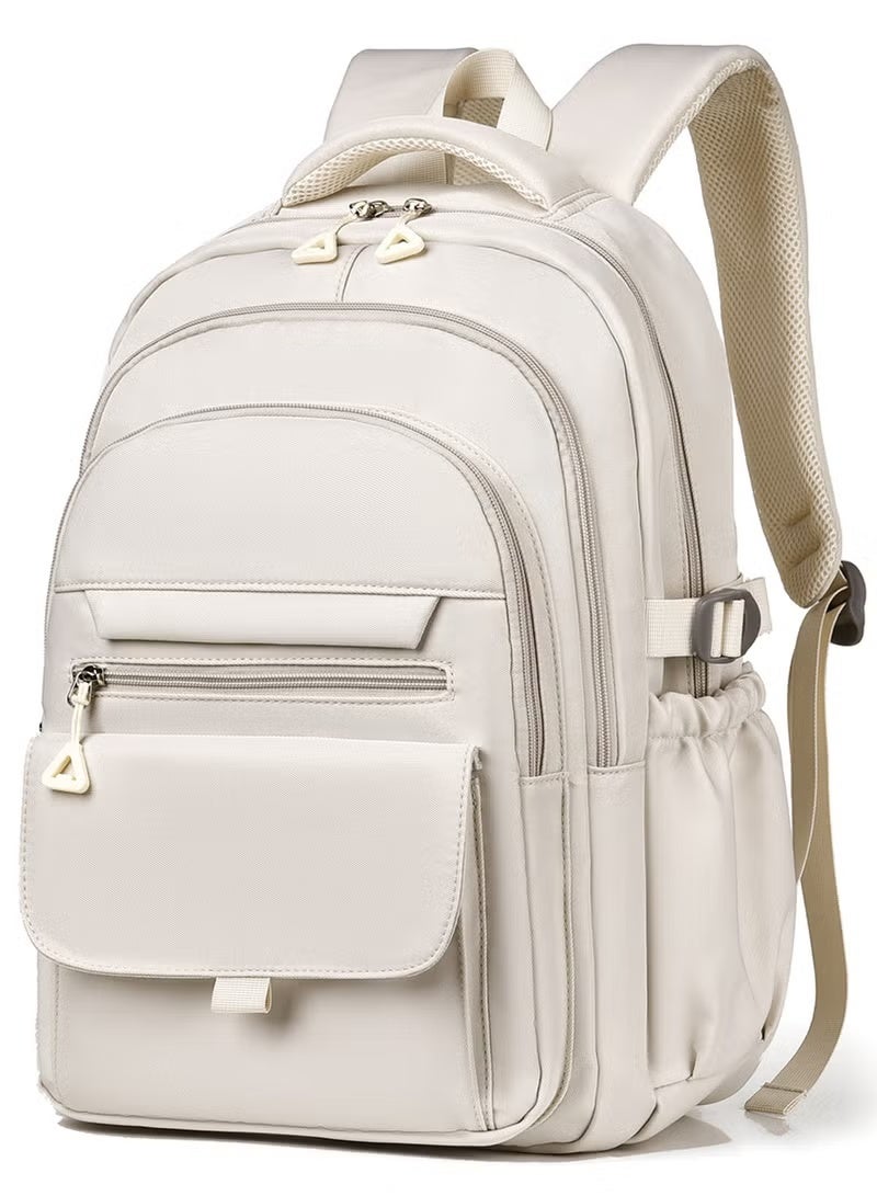 Stylish Cream - Colored Multi - Compartment Backpack - Image 1
