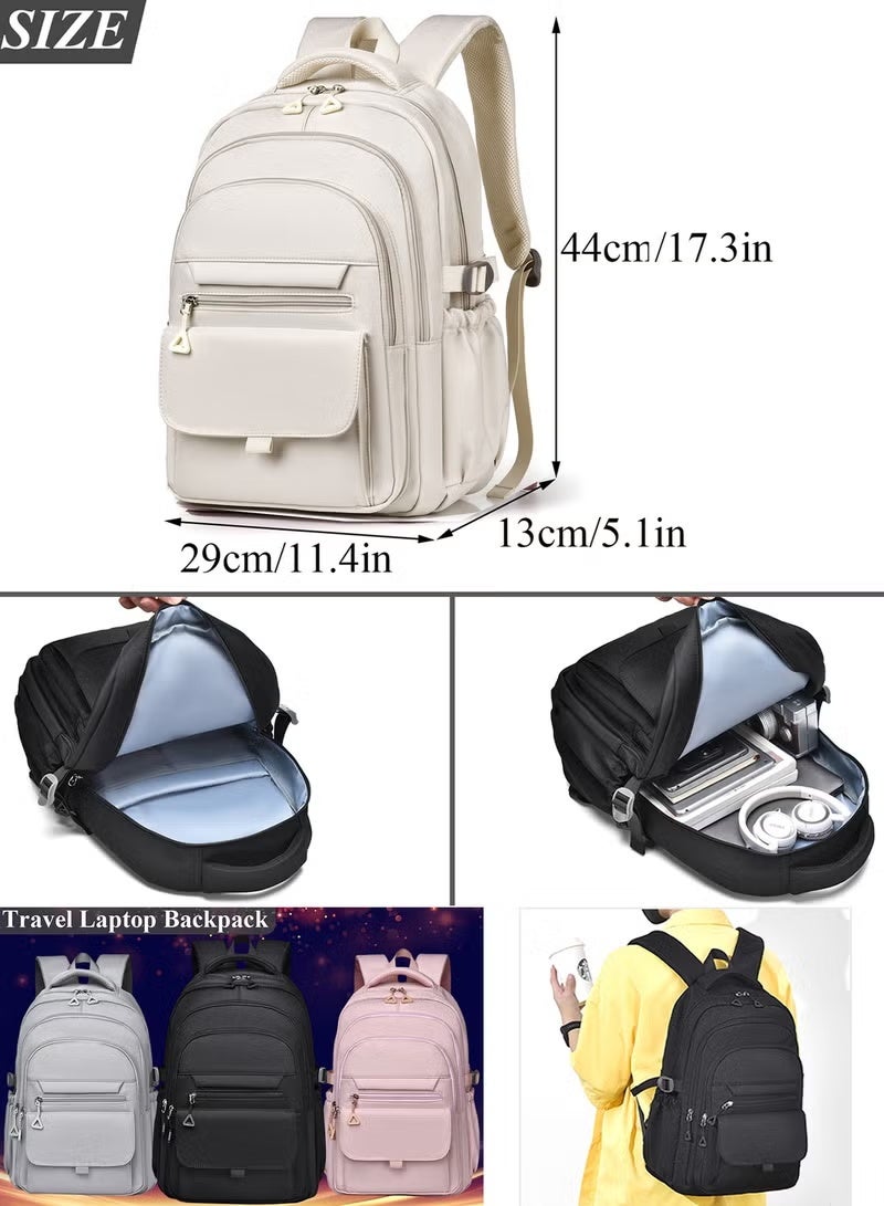 Stylish Cream - Colored Multi - Compartment Backpack - Image 2