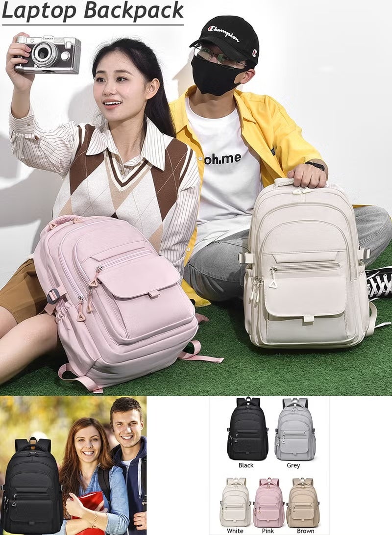 Stylish Cream - Colored Multi - Compartment Backpack - Image 4