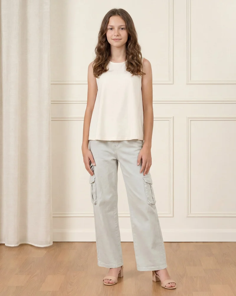 REDTAG Senior Girls Blue Casual Trousers