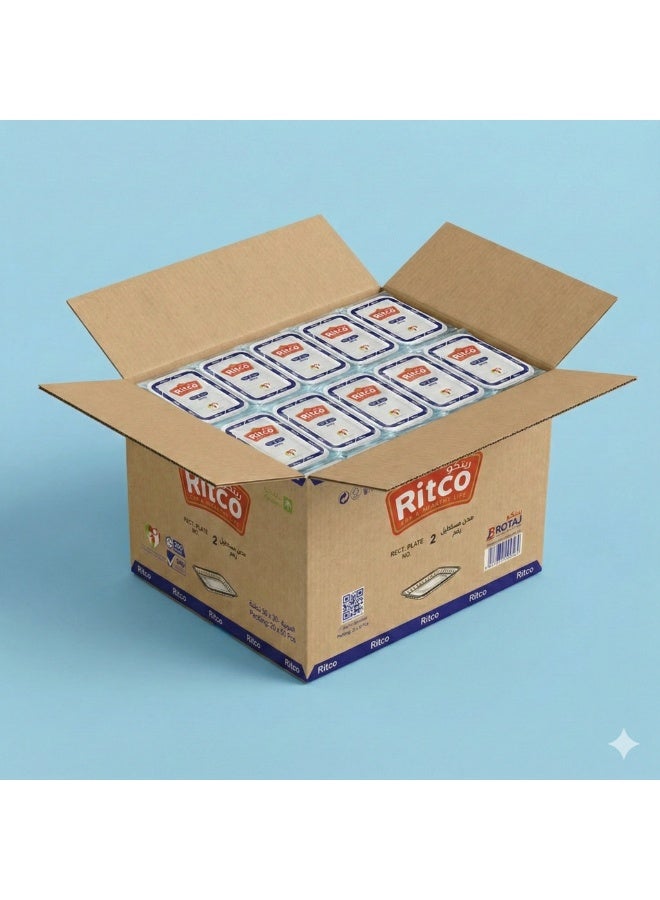 Ritco Carton Of Rectangular Plastic Plates, Size 2 (1000 Plates/Carton) - Image 2