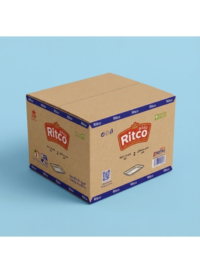 Ritco Carton Of Rectangular Plastic Plates, Size 2 (1000 Plates/Carton) - Image 1