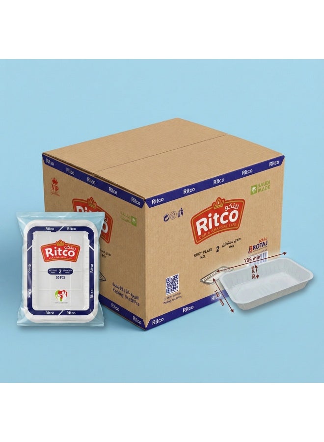 Ritco Carton Of Rectangular Plastic Plates, Size 2 (1000 Plates/Carton) - Image 3