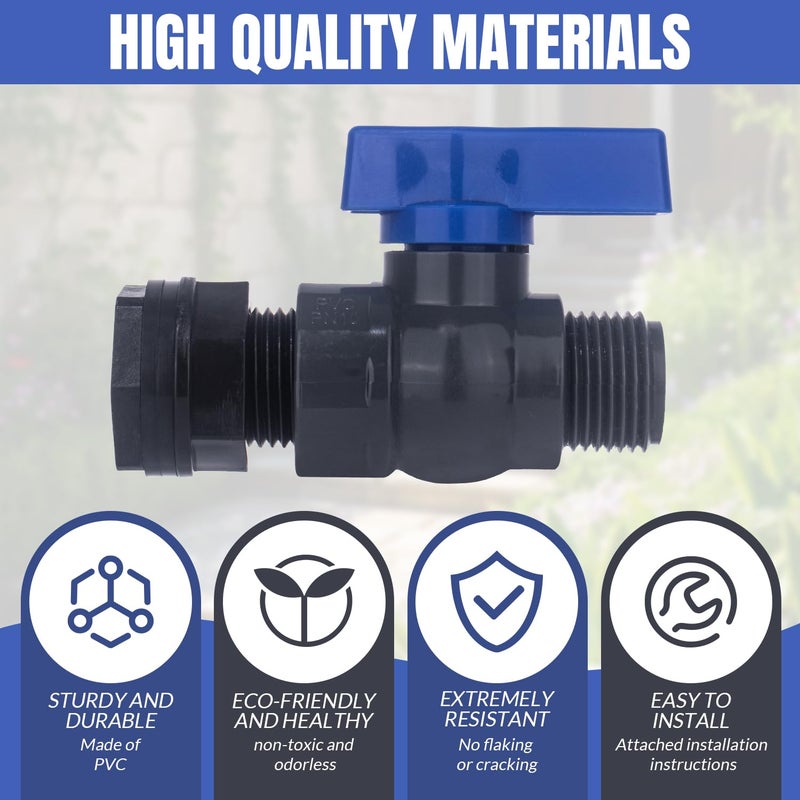 Vtenyeo PVC Rain Barrel Spigot Kit 2 Pack 3/4" GHT Bulkhead Fitting with PVC Ball Valve Leak-Proof Tank Faucet for Rain Barrel, Water Tank & Container Drain - Image 5