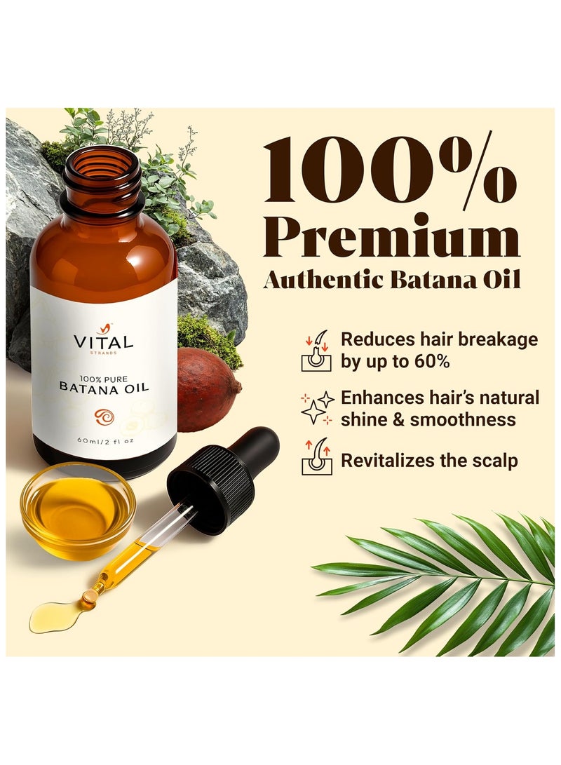 VITAL 100% Organic Batana Oil for Hair Growth - Strengthens Hair, Reduces Breakage, Enhances Shine - Raw and Pure, Non-Greasy - No Silicones, Sulfates, or Parabens - All Hair Types - 60ml - Image 2
