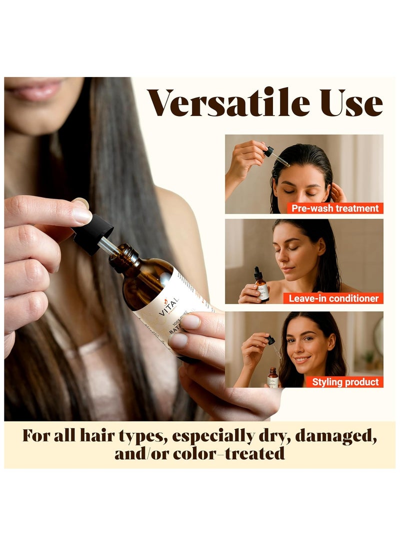VITAL 100% Organic Batana Oil for Hair Growth - Strengthens Hair, Reduces Breakage, Enhances Shine - Raw and Pure, Non-Greasy - No Silicones, Sulfates, or Parabens - All Hair Types - 60ml - Image 5